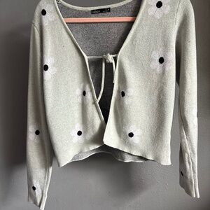 Nikka K Sage Green Floral Tie Front Cardigan M